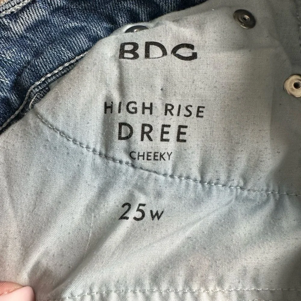 BDG Denim Shorts Women's High Waisted Frayed‎ Hem Acid Wash Blue Distressed
